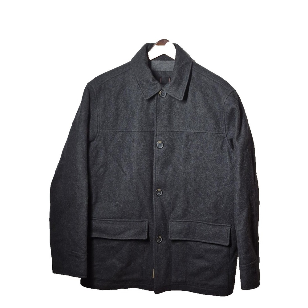Vtg Old Navy Quilted Wool Blend Jacket Mens S Gray Lined Chore Barn Coat